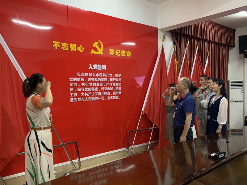 支部書記盧燕霞帶領黨員重溫入黨誓詞.JPG 支部書記盧燕霞帶領黨員重溫入黨誓詞.JPG